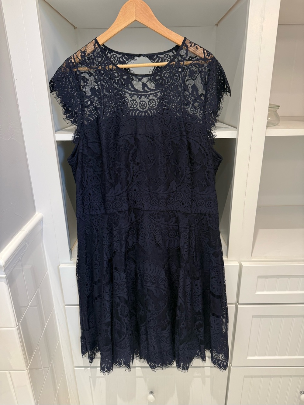 BB Dakota Navy Lace Sleeveless A-Line Dress